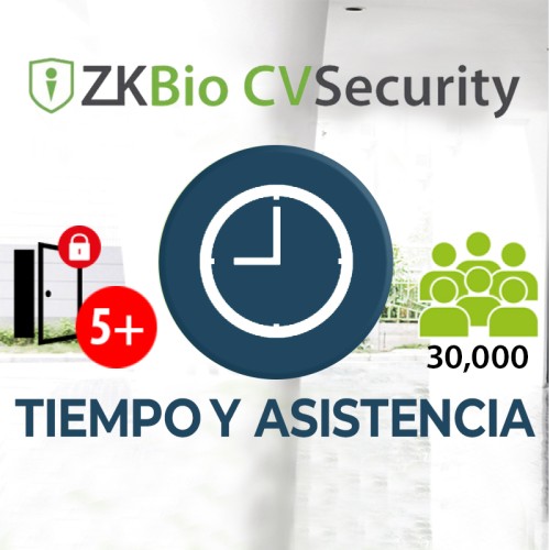  Software de Tiempo y Asistencia  ZKBio CVSecurity (Licencia para agregar 5 Equipos) ZKSoftware (ZKBioCV-TA-ADDON-P5)
